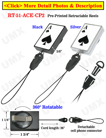 Pre-Printed Retractable Universal Fasteners: Poker ACE Printed