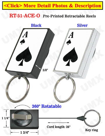 Entertainment Retractable Key Chains: Poker ACE Printed